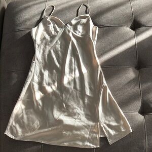 Elegant White Satin Slip Dress